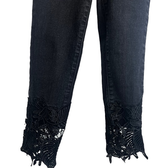 Jessica Simpson Collection | Black Noir Floral Lace Skinny Jeans Girls | Size 8 - Picture 3 of 9